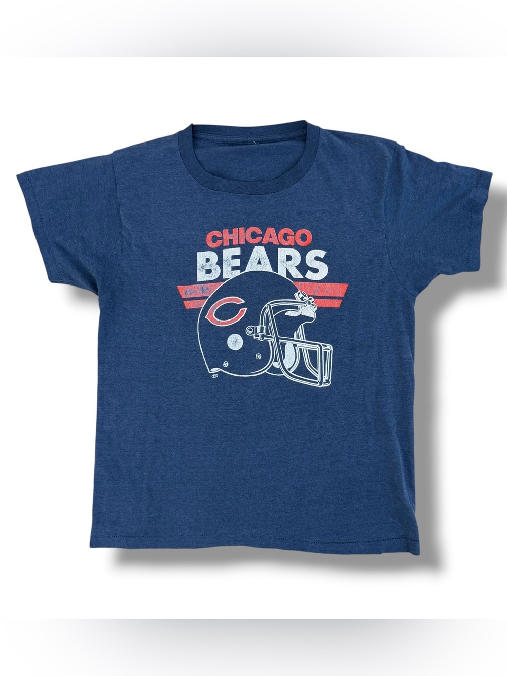 Vintage 80s Chicago Bears Helmet T-Shirt Blue Size Medium NFL USA